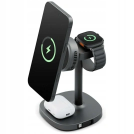 Беспроводное зарядное устройство EnergEA MagArctic Stand (4 в 1) Gunmetal (MAG-ARCSTD65-GUN)