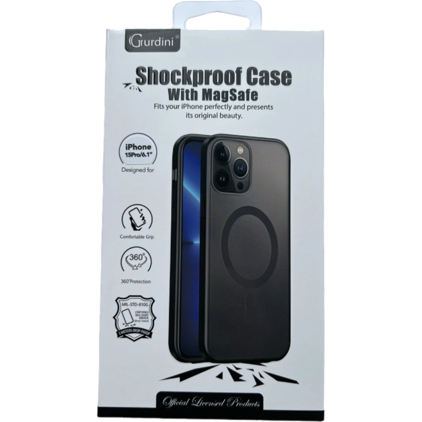 Чехол Gurdini Shockproof Case with MagSafe для iPhone 15 Pro Max Black фото 2